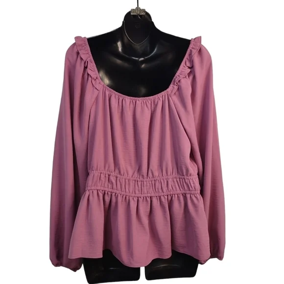 Nine West Women's Squareneck Peplum Top Blouse Size L - Picture 3 of 9